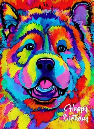 Chow Chow Dog Colourful Abstract Art Birthday Card
