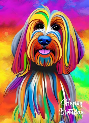 Cockapoo Dog Colourful Abstract Art Birthday Card