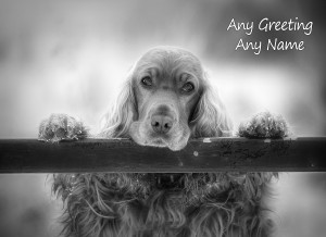 Personalised Cocker Spaniel Black and White Art Greeting Card (Birthday, Christmas, Any Occasion)