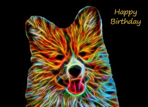 Corgi Neon Art Birthday Card