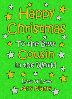Personalised Cousin Christmas Card (Green)