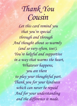 Thank You 'Cousin' Poem Verse Greeting Card