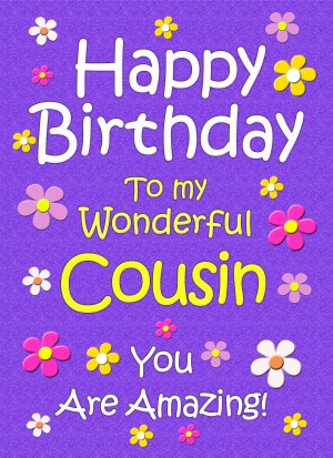 Personalised Cousin Birthday Card (Purple)