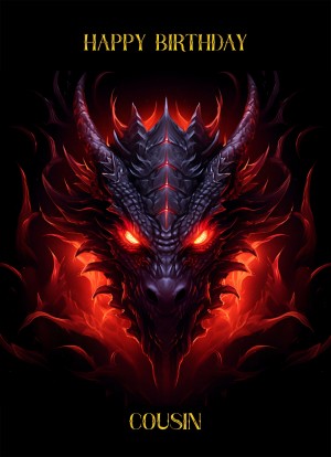 Gothic Fantasy Dragon Birthday Card For Cousin (Design 1)