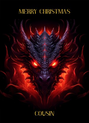 Gothic Fantasy Dragon Christmas Card For Cousin (Design 1)