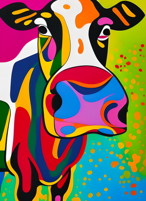 Cow Animal Colourful Abstract Art Blank Greeting Card