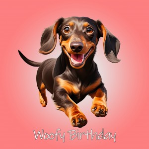 Dachshund Dog Birthday Square Card (Running Art)