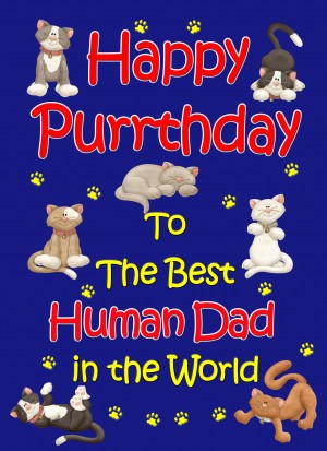 From The Cat Birthday Card (Blue, Human Dad, Happy Purrthday)