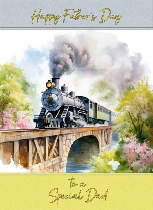 Steam Train Vintage Art Square Fathers Day Card For Dad (Design 4)