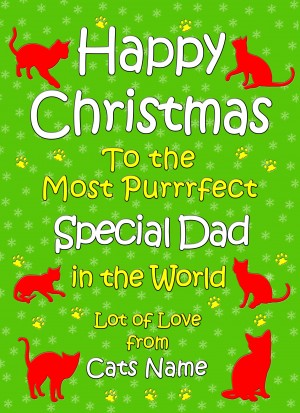 Personalised From The Cat Christmas Card (Special Dad, Green)