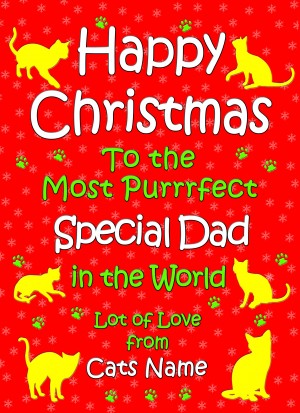 Personalised From The Cat Christmas Card (Special Dad, Red)