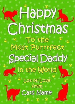 Personalised From The Cat Christmas Card (Special Daddy, Green)