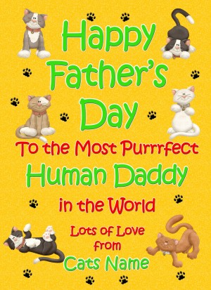 Personalised From The Cat Fathers Day Card (Yellow, Purrrfect Human Daddy)