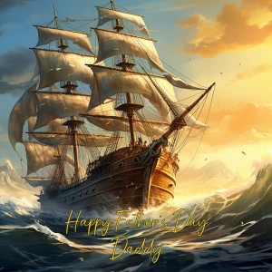 Ship Scenery Art Square Fathers Day Card For Daddy (Design 4)