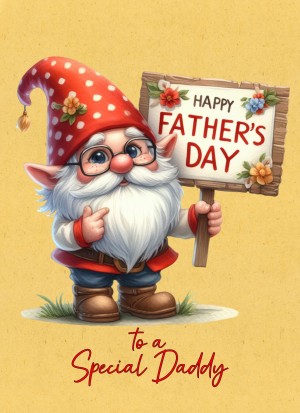 Gnome Funny Art Fathers Day Card For Daddy (Design 1)
