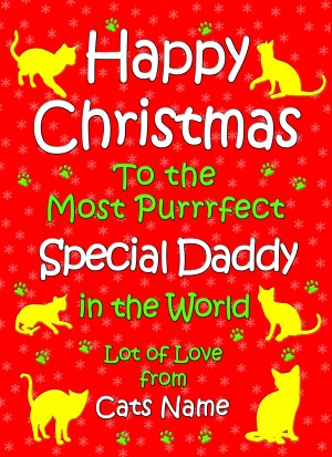Personalised From The Cat Christmas Card (Special Daddy, Red)