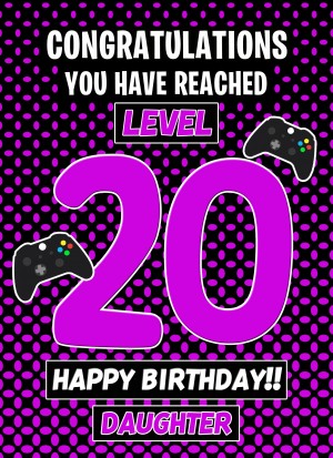20th Level Gamer Birthday Card (Daughter)