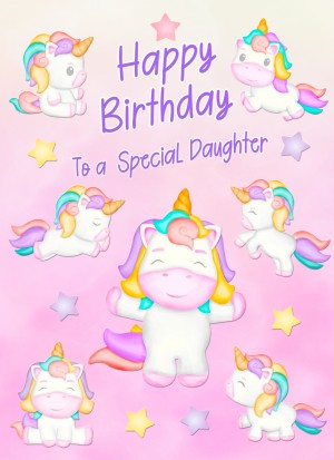 Birthday Card For Daughter (Unicorn, Pink)