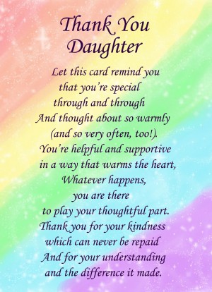 Thank You 'Daughter' Poem Verse Greeting Card