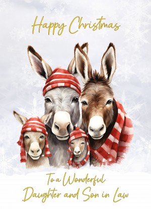 Christmas Card For Daughter and Son in Law (Donkey Family Art)