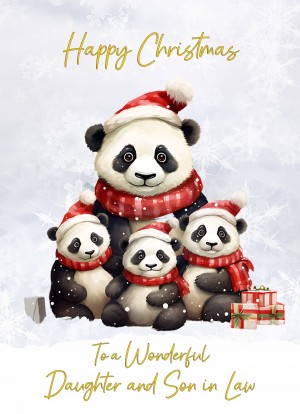 Christmas Card For Daughter and Son in Law (Panda Bear Family Art)
