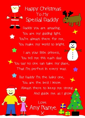 Personalised 'from The Kids' Christmas Verse Poem Greeting Card (Special Daddy, from Daughter)