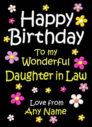 Personalised Daughter in Law Birthday Card (Black)