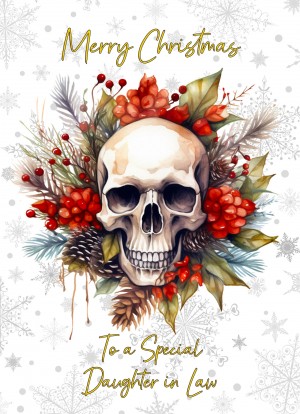 Christmas Card For Daughter in Law (Gothic Fantasy Skull Wreath)