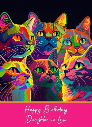 Birthday Card For Daughter in Law (Colourful Cat Art)