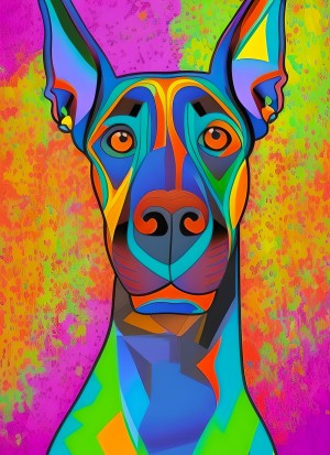 Doberman Dog Colourful Abstract Art Blank Greeting Card