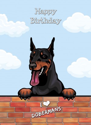 Doberman Dog Birthday Card (Art, Clouds)