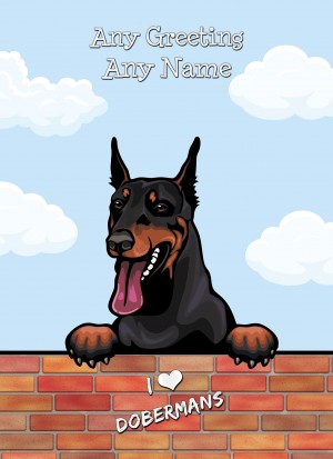 Personalised Doberman Dog Birthday Card (Art, Clouds)