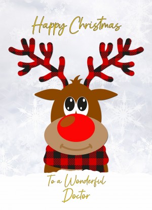 Christmas Card For Doctor (Reindeer Cartoon)