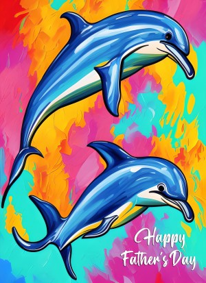 Dolphin Animal Colourful Abstract Art Fathers Day Card