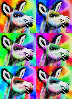 Donkey Colourful Pop Art Blank Greeting Card