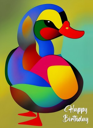 Duck Animal Colourful Abstract Art Birthday Card