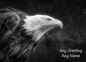 Personalised Eagle Black and White Art Greeting Card (Birthday, Christmas, Any Occasion)