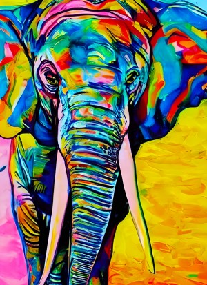 Elephant Animal Colourful Abstract Art Blank Greeting Card