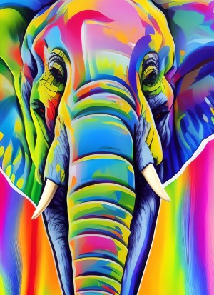Elephant Animal Colourful Abstract Art Blank Greeting Card