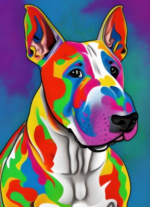 English Bull Terrier Dog Colourful Abstract Art Blank Greeting Card