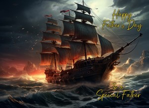 Ship Scenery Art Fathers Day Card For Father (Design 2)