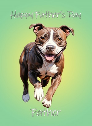 Staffordshire Bull Terrier Dog Fathers Day Card For Father