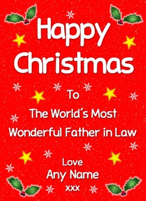 Personalised 'Father in Law' Christmas Greeting Card