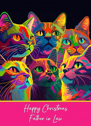 Christmas Card For Father in Law (Colourful Cat Art)