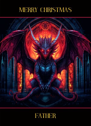 Gothic Fantasy Dragon Christmas Card For Father (Design 3)