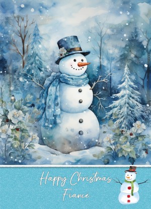 Christmas Card For Fiance (Snowman, Design 9)