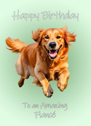 Golden Retriever Dog Birthday Card For Fiance