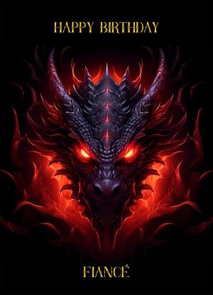 Gothic Fantasy Dragon Birthday Card For Fiance (Design 1)