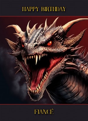 Gothic Fantasy Dragon Birthday Card For Fiance (Design 2)
