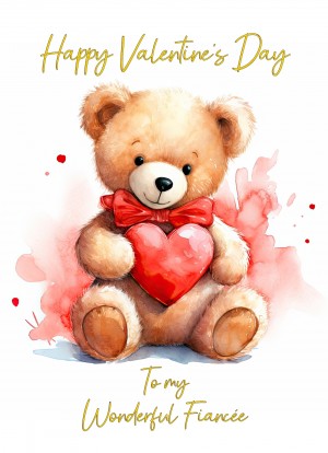 Valentines Day Card for Fiancee (Cuddly Bear, Design 3)